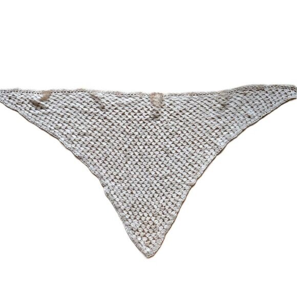 Vintage Crochet Shawl Wrap Angora Wool Ivory Triangle  Handmade - Picture 3 of 3